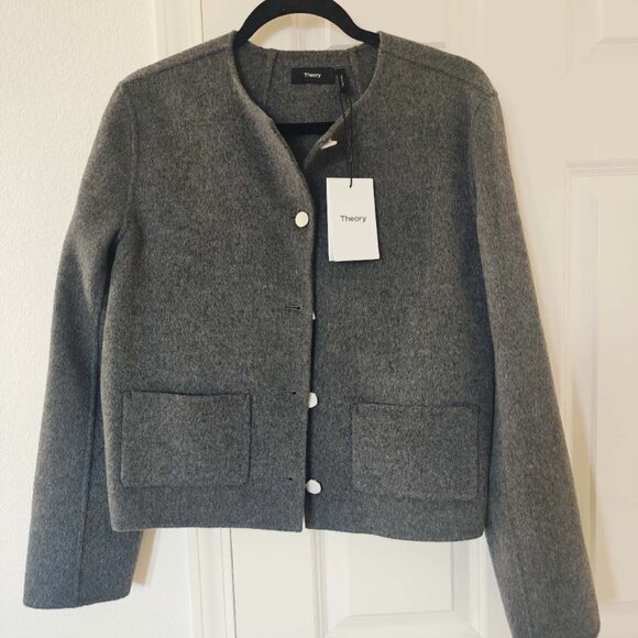 Theory Jackets & Blazers - NWT Theory pocket crop wool cashmere blazer jacket